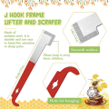 Beehive Supplies Silver Multifunctional for Beekeepers,Include J Hook Frame Lifter Scraper,Bee Hive Frame Grip Holder Lift,Wooden Beekeeping Brush. 