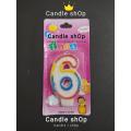 Rainbow Color Outline Number 6 Birthday Candle Birthday Cake Decors Party Candle shOp. 