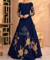 Stylish Handwork Embroidered Long Silk Maxi Party Wear (1-Piece) Silk Maxi Dresses For Women. 