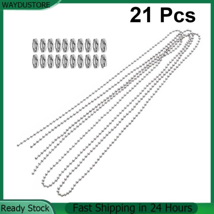 【Miga Plaza】WAYDUSTORE Bead Chain Extension Chandelier Metal Chain Chain Extender with Connectors for Ceiling Fan Ornament ( 1 Beaded Chain and 20 Connector, Silver )