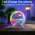 3 in 1-Latest/Smart-G shaped, Wireless charger-Pad/Stand, Multifunction-USB\Bluetooth Speaker, Alarm-Digital Clock, Led/Night-Lamp/Lamps for-room/Side table/Bedroom-Atmosphere-Colorful, RGB lights-Wireless, Mini/Portable-Speaker/clock for study/table/desk. 