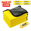 Pack of 2 Microfiber Cleaning Cloth Towels – Thick Double-Sided Coral Velvet Scratch-Free Absorbent Car Wash Towels, Bike Cleaning Cloths, Kitchen & Home Multipurpose Reusable Microfiber Drying, Polishing & Dusting Towels. 
