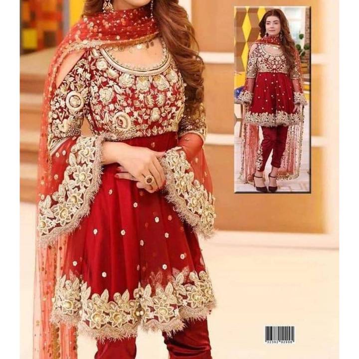 SaleNbuy Bridal Chiffon Embroidery Unstitched Suit For Women - SB-00107