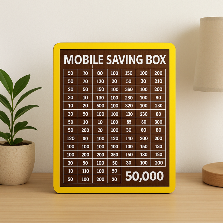Mobile Saving Box 50000 PKR | Wooden MDF Money Saving Challenge Box ...