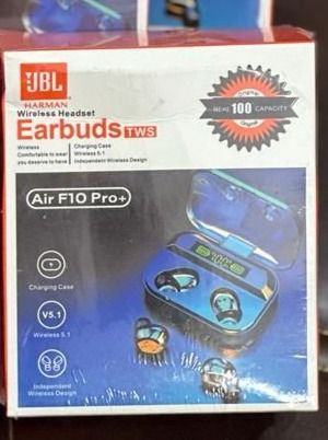 Original Branded Waterproof Air F10 pro plus EarBuds TWS V5.1 Wireless Bluetooth Earphone with Power Bank-Lightweight & Portable Airdots