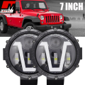 For Jeep 1 pcs Ultra Bright 100 Watts 7 Inch V Shape DRL Auxiliary Spotlight With 3 Round Wide Angle Beam & High Power Spot Magnifier LED Beam Light With 5 Operating Modes For Jeeps, Outer Light 100W 12V Operated ATV Tractor. 