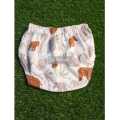 Pack of 6 unisex kids Baby boy and girls cotton Panties  and trouser with elastic waist and leg in White prints. 
