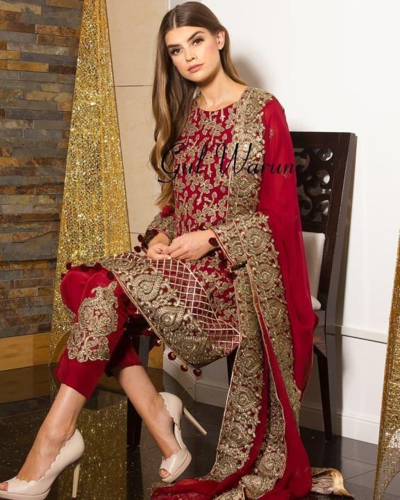 New Women Embroidered Suit Latest Collection Wedding Wear Party Wear Suit Un-stitched