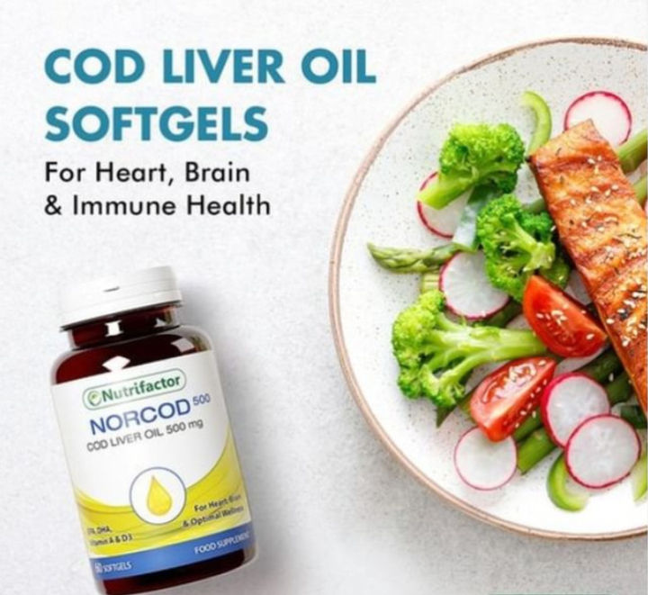 Norcod 500 Cod Liver Oil 500mg For Heart, Brain & Optimal Wellness 60s Softgels