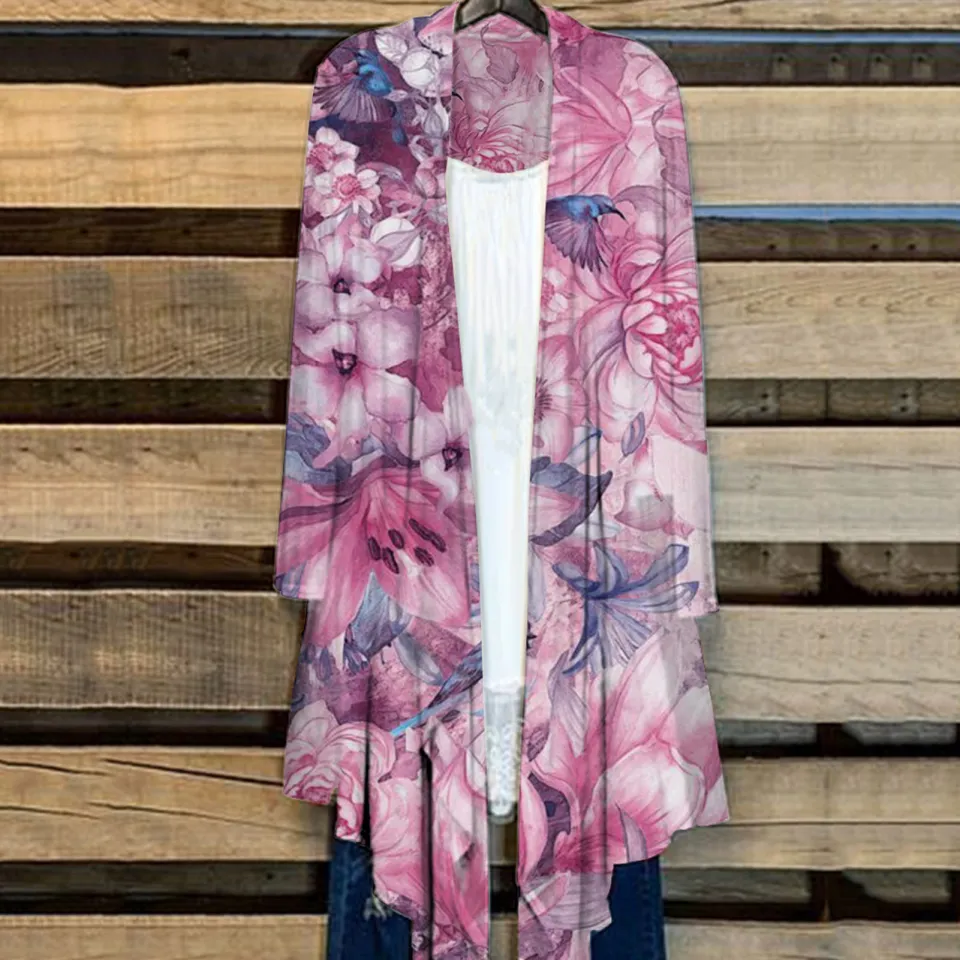 Cardigan Coat Half Sleeve Elegant Floral Print Loose Long Cardigan Daraz.pk