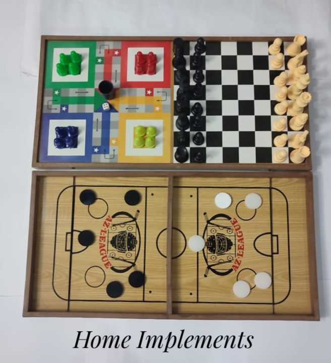 3 in 1 Fast Sling Foosball Board Game+ Chess Board Game+ Ludo Board Game: Super Winner Sling Game Bounce Chess Eject Chess Bounce Chess Party Home Interactive Games Toy