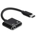 FGDSB 2 in 1 Charging 3.5mm Earphone Jack Audio Cable Type C To 3.5 mm Type-C Audio Splitter Earphone Adapter Adapter. 