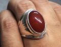 Natural Unheated Untreated Yemeni Deep Brown Aqeeq Ring Sterling Silver 925 Handmade Ring Brown Agate Ring Carnelian Ring Hakik Ring Chandi Ring Akik Ring Aqiq Ring Original Gemstone Ring for Men. 