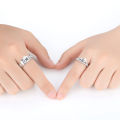 Pair of Adjustable Engagement Couple Rings set With Box for Girls and Boys Silver Diamond Cuple Rings Pair resizable. 