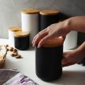Ceramic Storage Jars Wooden Lids Tea Coffee Sugar Canisters K. 