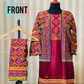 Trendy 3D Summer Arabic Lenin 2 Piece Stitched Suit for Women and Girls. 