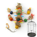 Parrot Chew Toys, Bird Parrot Hanging Bite Wooden Blocks Cage Fun Toy for Macaw African Greys Cockatoo Eclectus Budgies Parakeet Cockatiel ect Large Medium Birds. 