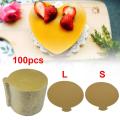FeelinGirl  100 pcs Mini Cake Boards, Small Round  Mousse Cake Cardboard Set, Cupcake Cake Base, Dessert Displays Tray, Disposable Paper Coasters - for Wedding Party Cake Pastry Cup. 