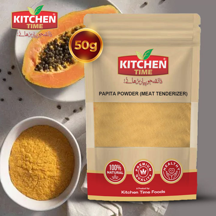 Papita Powder 50g - Papaya Powder - Kachri Powder ( Meat Tenderizer) 50g Pack By Kitchen Time Foods