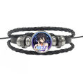Leather Woven Chainsaw Men Bracelets Adjustable Charm Pochita Bracelet Cord, Metal Accents For Chainsaw Men Fans. 