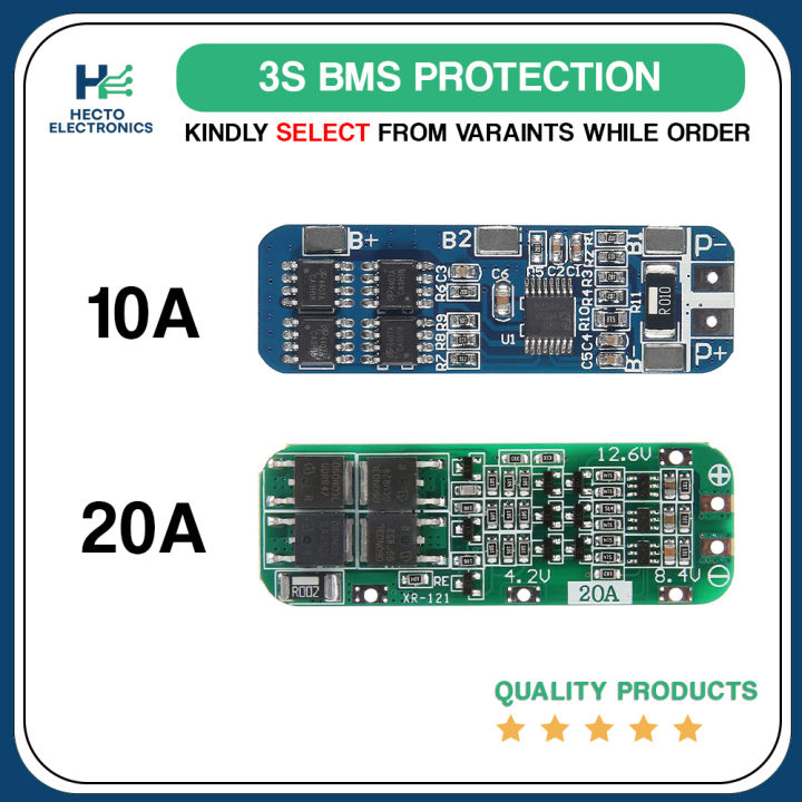 Lithium Battery 3S 20A Li-ION PCB BMS 12.6V Overload and Short Circuit ...