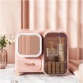 Makeup Organizer Storage Box With Mirror, Skincare Cosmetic Organizer Large. 