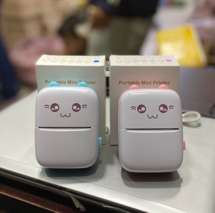portable mini printer pocket thermal printer no ink printer Mini Cute Cat Thermal Printer for Study C6 Mini Thermal Printer  Inkless Bluetooth Pocket Printer for Prints Picture List Memo Receipt Tags Barcode Labels Compatible with iOS