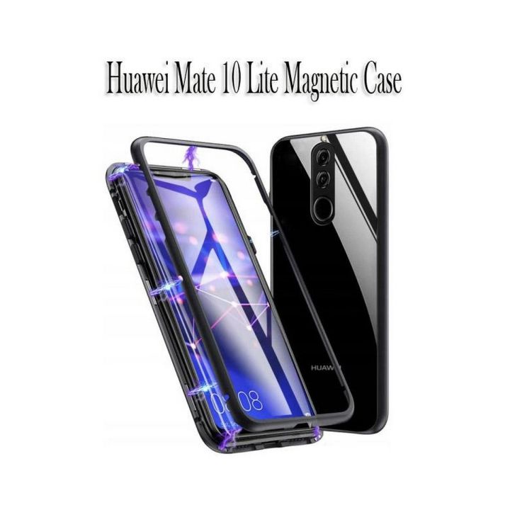 Magnetic Adsorption Metal Bumper Case For Huawei Mate 10 lite Slim Tempered Glass Back Cover Cases For Huawei Mate 10 Lite