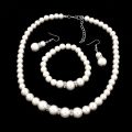 Newest Women Wedding Party Jewerly Set Simple Elegant luxury Crystal Simulated Pearl Necklace Earrings Jewelry Sets 3T040. 