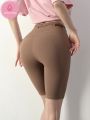OzalCtree Naked Skin Pilates Tight Half Yoga Pants Summer Waist Slimming and Hip Lifting Fitness Leggings Running Cycling Gym Shorts Pants. 
