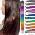 Pack of 6 Colors Hair Extensions Silk Extensions Hair Decoration Hair Tinsel Shiny Glitter-Multi. 