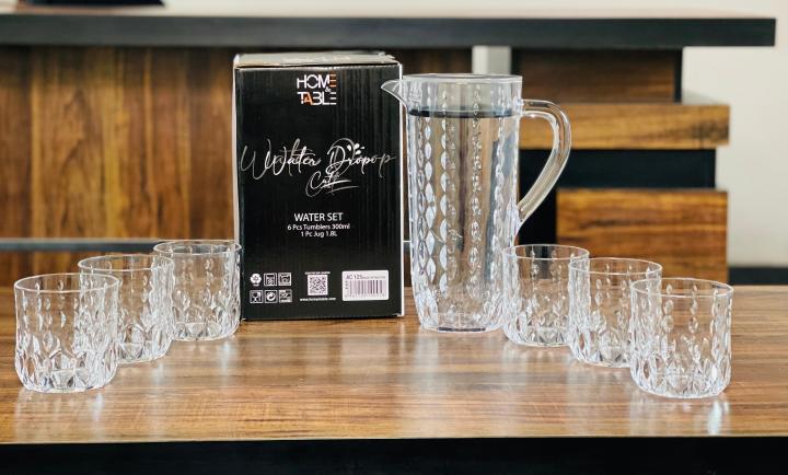 "Acrylic%207PCS%20Unbreakable%20Water%20Set%20%E2%80%93%20Water%20Drop%20Design%20with%201.8L%20Jug%20and%20300ml%20Glasses"%20-%20Image%203