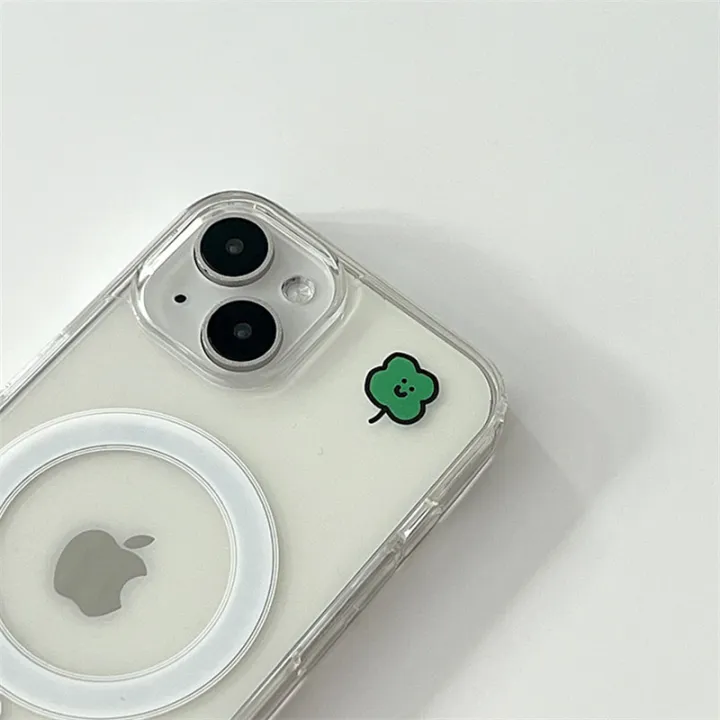 Korean%20Lucky%20Four-leaf%20Clover%20For%20Magsafe%20Wireless%20Charge%20Clear%20Phone%20Case%20For%20iPhone%2015%2014%2012%2013%2011%20Pro%20Max%20Wallet%20Back%20Cover%20-%20Image%204