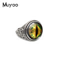 New Arrival Dragon Eye Cat Eyes Handmade Glass Dome Sauron Eye Jewelry Adjustable Vintage Rings. 