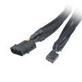 Black Net Sleeved IDE Molex to 5 x 4-Pins PWM CPU Case Cooling Fan Splitter Hub Power Adapter Cable, Molex to PWM 1X5. 