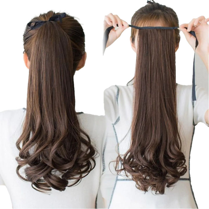 Dark brown ponytail extension hair piece wig hairpiece best sale