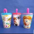 (Pack of 3) Sippy Cups 350 ml | Glass with pipe | Straw Glass| Cartoon Cups for girls Straw Cup Water Glass Juice Cup With Straw For Kids Random Design. 
