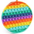 Big Size Push Pop Fidget Toy, Rainbow Circle 70 Bubbles Popular Stress Relieving Fidget Game for for Autistic Kids Anxiety Adults, 7.87 Inch Big Rainbow Round. 