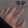 Trendy Trendy Korean Pack of 5 Rings For Girls Set Korean Design Rings Set For Girls Valentines Day Gift For Lovers Girl. 