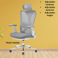 Ergonomic High Back Office Chair - Adjustable Headrest, Lumbar Support, Swivel & Recliner Mechanism - Comfortable Boss Chair for Home & Office". 