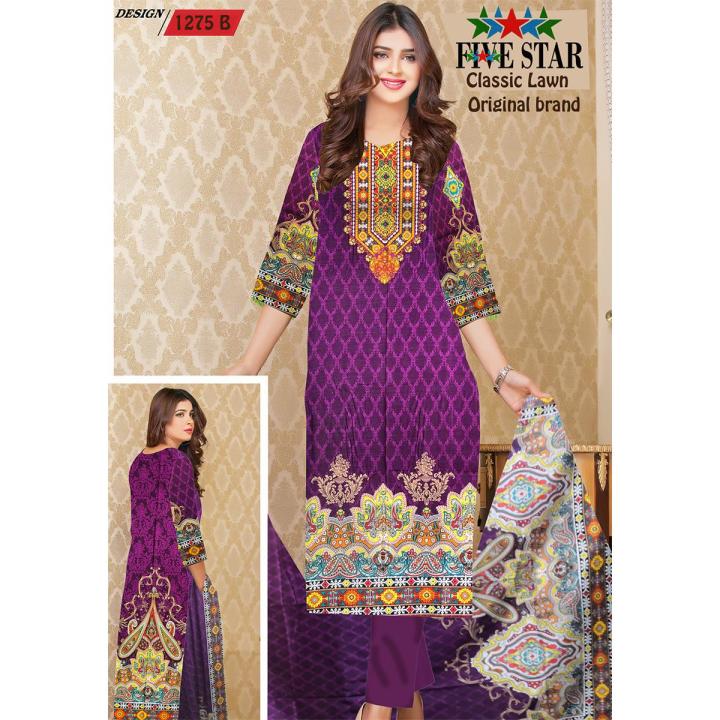 Five Star Monsoon Lawn Unstitched 4PC Suit DN#1275-B