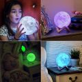 3D Moon Lamp by Mind-glowing - Cool Night Light (4.7 inch), 16 Dimmable LED Colors, Wooden Stand, Remote & Touch Control - Unique Birthday Gift Baby Nursery Decor. 
