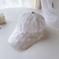 Small fresh Korean temperament children's hat girl embroidered lace flower cap, baseball cap, mesh visor. 