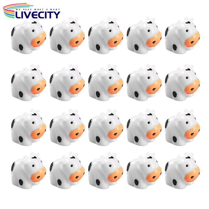 Tiny Cow Statues Miniature Dairy Cow Figurine Set Tiny Resin Cattle Models for Fairy Garden Decor Dollhouse Prop 20pcs Black White Farm Animal Toys Miniature Cow Figurines