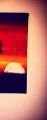 Beautiful sunset canvas handmade painting 20 cm by 50cm. 
