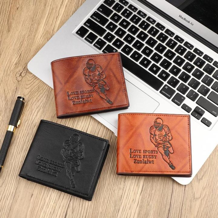 PU Mens Sports Theme Bifold Wallet Fashion Choice for Retired Men Great Gift for Him Rugby Fan