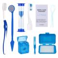 Braces Cleaning Kit for Teeth, Portable Orthodontic Toothbrush Kit Oral Care Dental Travel Kit - Interdental Brush Dental Wax Dental Floss Toothbrush Box (Blue). 