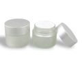 Pack of 2 Frosted Glass Jars 50 gram Glass jars with Silver Cap and inner Lid for Beauty , Cream , Blends , Skin Care. 