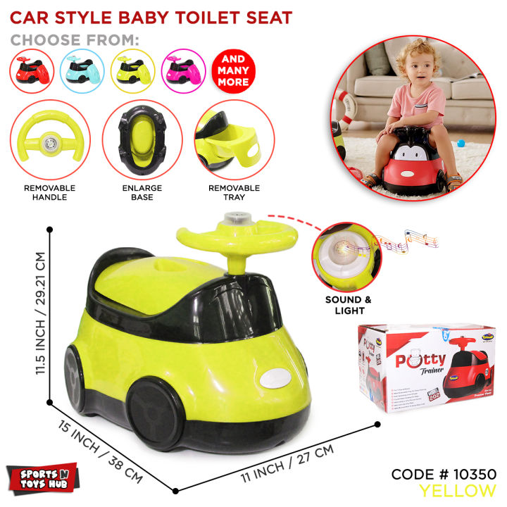 Potty Trainer Car Shape Design Portable Training Seat Chair For Toddler & Baby Beyond Easy To Empty & Clean Space Saving Push Car Splash With Musical Horn, Babies Anti-Slip Grip Pad, Safety Lid, Enlarge Base, Handle, Removable Tray