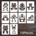 10Pcs/Set 17*12cm Cartoon Frog DIY Layering Stencils Wall Painting Scrapbook Coloring Embossing Album Decorative Template. 